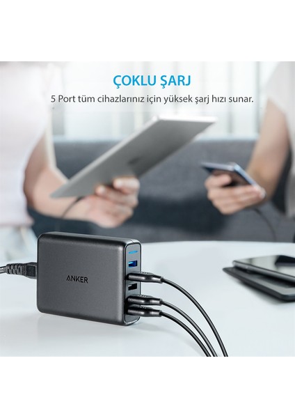 PowerPort 5 Speed 63W QuickCharge 3.0 Seyahat Hızlı Şarj Cihazı (Anker Türkiye Garantili) modelleri