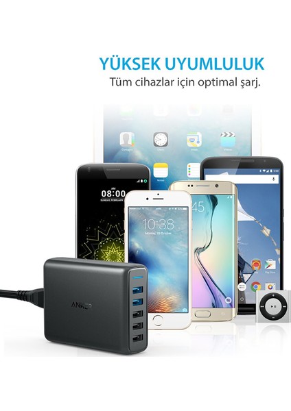 PowerPort 5 Speed 63W QuickCharge 3.0 Seyahat Hızlı Şarj Cihazı (Anker Türkiye Garantili) fırsatları