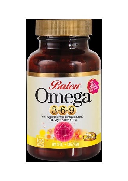 Omega 3,6,9 Yağ Asitlerini İçeren Yumuşak Kapsül 1585 Mg 100 Kapsül