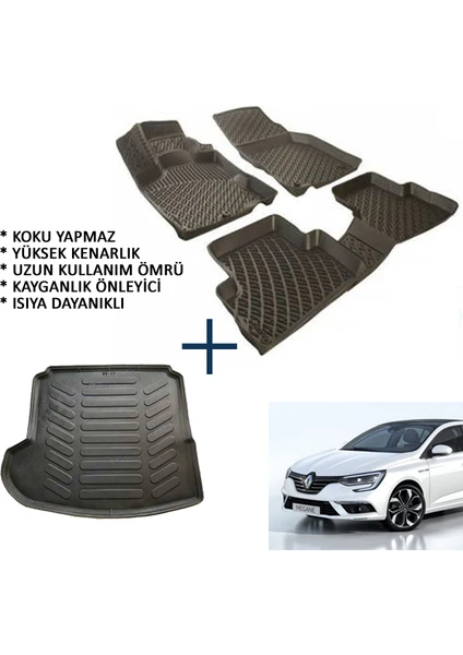 Renault Megane 4 Sedan 3D Oto Paspas Ve 3D Bagaj Havuzu (2012 Ve Üzeri)