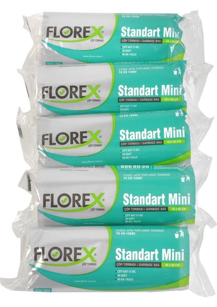 Standart Mini Beyaz Çöp Torbası 44x45 cm 5 Rulo