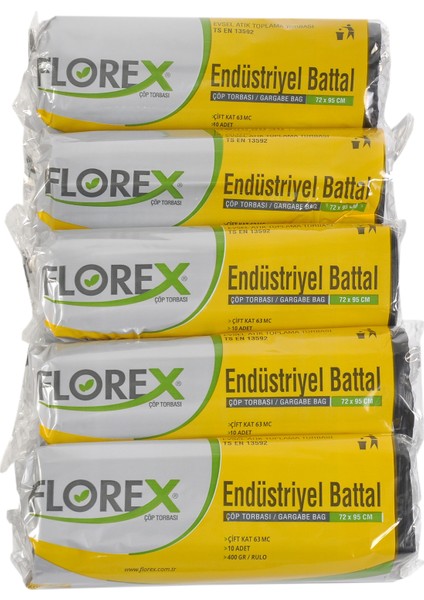 Endüstriyel Battal Siyah Çöp Torbası 72x95 cm 5 Rulo