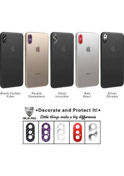 Apple iPhone X - Xs - Xs Max Kamera Lens Koruma Set (5 Adet)