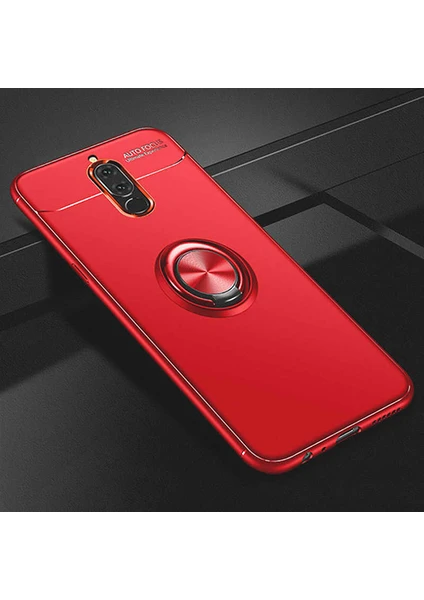 Case 4U Huawei Mate 10 Lite Kılıf Yüzüklü Darbeye Dayanıklı (Mıknatıslı Araç Tutucu Uyumlu) Kırmızı