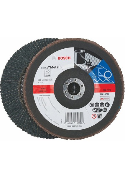 - Flap Zımpara Diski - 180 Mm, 22,23 Mm, 40 Kum