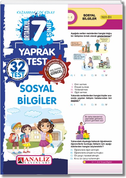 Analiz Yayınları 7.Sınıf Sosyal Bilgiler Yaprak Test