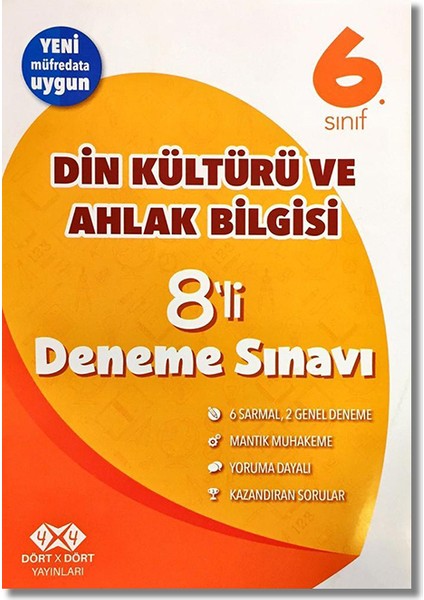 4 x 4 6. Sınıf Din Kültürü ve Ahlak Bilgisi 8'li Deneme Sınavı