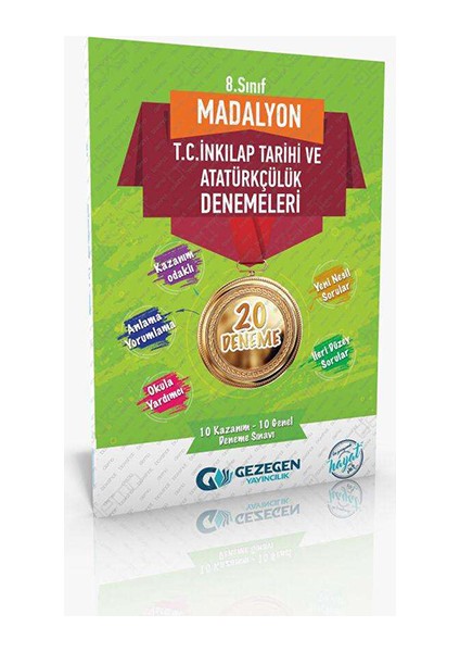 Gezegen Yayıncılık 8.Sınıf Madalyon T.C. İnkılap Tarihi ve Atatürkçülük 20 Deneme