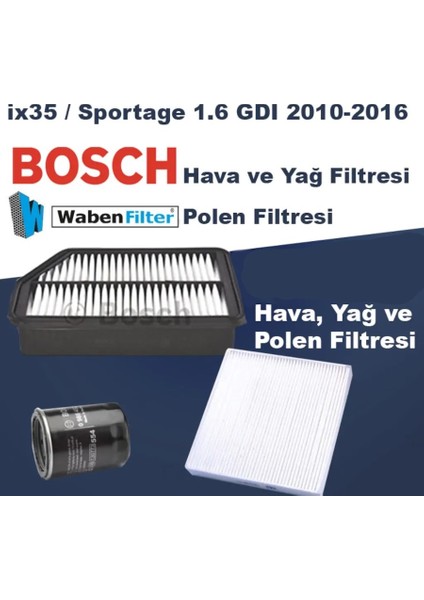 Hyundai İx 35/Sportage 1.6 Gdı 2010-2016 Filtre Seti