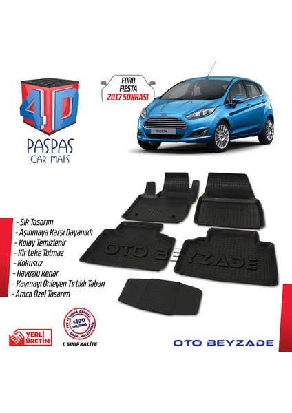 Ford Fi̇esta 2017 Sonrası 4d Kauçuk Paspas fiyatları