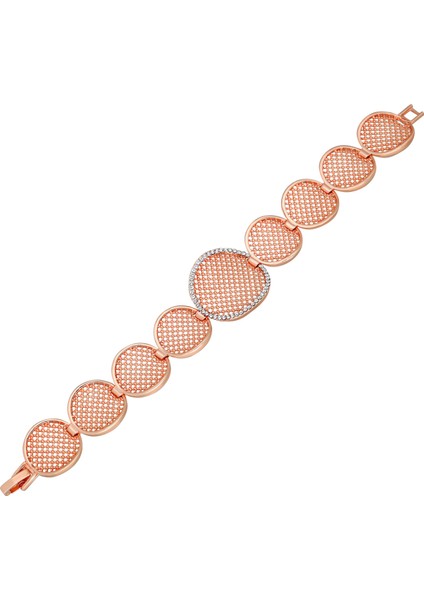 Rose Kaplama Bayan Zirkon Taşlı Tasarım Bileklik PS0701