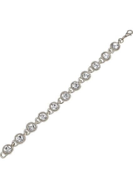 Bayan Gümüş Kaplama Zirkon Taşlı Tasarım Bileklik PS0709