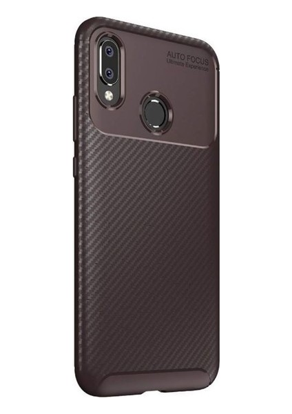 Jopus Samsung Galaxy A20 Kılıf Karbon Desenli Lux Negro Silikon - Kahverengi + Nano Ekran Koruyucu