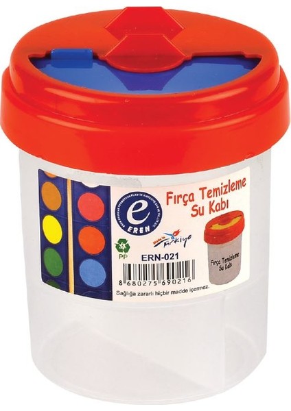 Fırça Temizleme Su Kabı Renkli Kapaklı Kullanım Kolaylığı Sağlayan Model