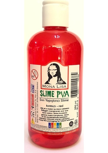 Mona Lisa Slime (Slaym) Sıvı Yapıştırıcı Kırmızı 250 Ml.