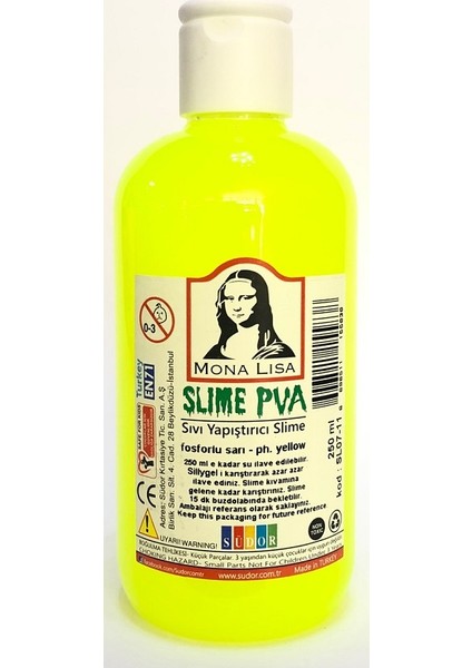 Mona Lisa Slime Slaym Sıvı Yapıştırıcı Fosforlu Sarı 250Ml