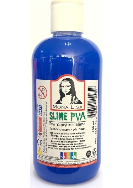 Mona Lisa Slime Slaym Sıvı Yapıştırıcı Fosforlu Mavi 250Ml