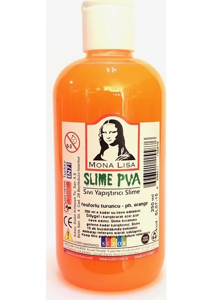 Mona Lisa Slime Slaym Yapıştırıcı Fosforlu Turuncu 250Ml