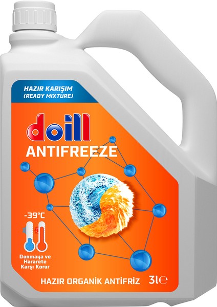 -39 Derece Hazır Karışım 3 Litre Kırmızı Organik Antifriz - G12 (Üretim Yılı: 2024)