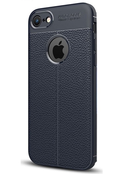 Apple iPhone 6 Plus Kılıf Niss Silikon Deri Görünümlü Lacivert