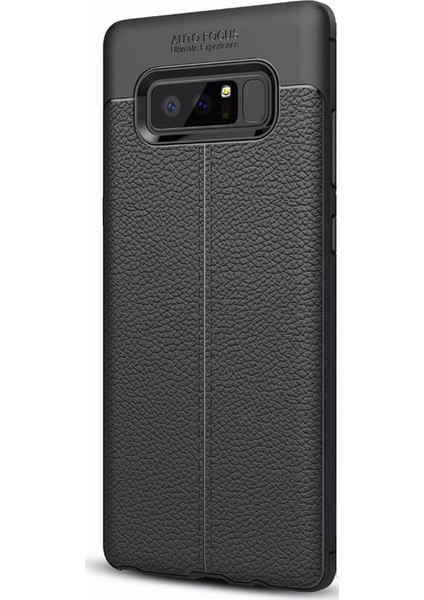 Note 8 Kılıf Niss Silikon Deri Görünümlü + 3D Cam Siyah