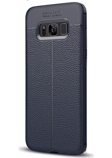 Samsung Galaxy S8 Plus Kılıf Niss Silikon Deri Görünümlü Lacivert