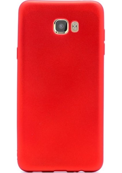 Samsung Galaxy C5 Pro Kılıf Premier Silikon+Nano Glass Koruyucu Kırmızı