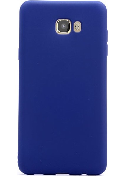 Samsung Galaxy C5 Pro Kılıf Premier Silikon+Nano Glass Koruyucu Lacivert