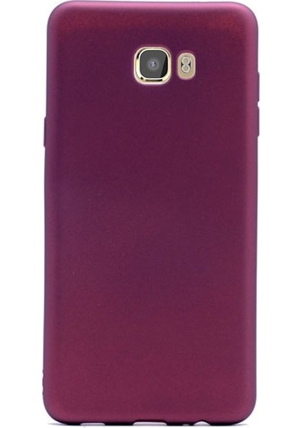 Samsung Galaxy C5 Pro Kılıf Premier Silikon+Nano Glass Koruyucu Mürdüm