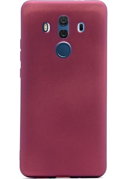 Huawei Mate10 Pro Kılıf Premier Silikon Kılıf+Nano Glass Koruyucu Mürdüm