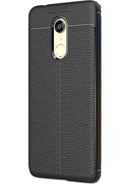 Xiaomi RedMi 5 Kılıf Niss Silikon Deri Görünümlü+Nano Glass Siyah