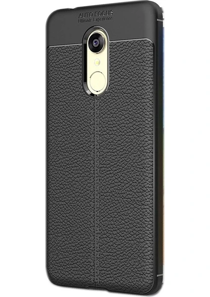 Case Street Xiaomi RedMi 5 Plus Kılıf Niss Silikon Deri Görünümlü Siyah