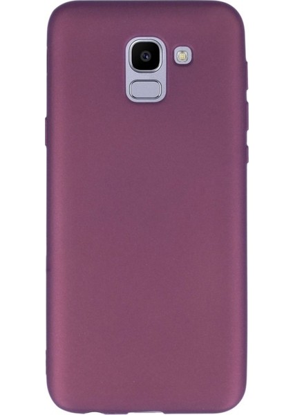 Case Street Samsung Galaxy J6 Kılıf Premier Esnek Silikon+Nano Glass Mürdüm