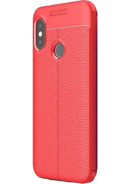 Case Street Xiaomi Mi 6X Kılıf Niss Silikon Deri Görünümlü Soft Kırmızı