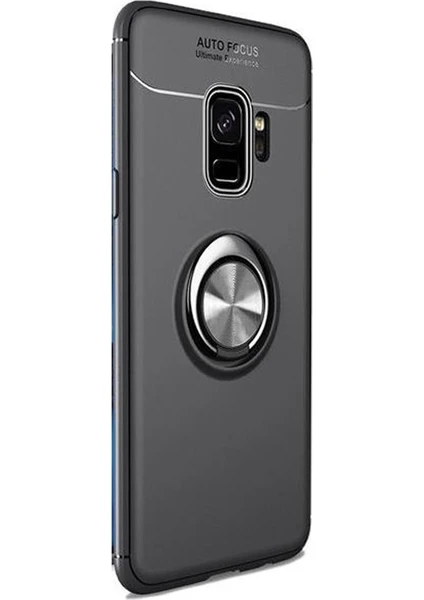 Case Street Samsung Galaxy A6 Plus 2018 Kılıf Ravel Yüzüklü+Nano Koruyucu Siyah