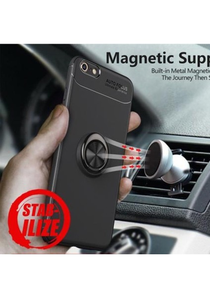 Case Street Xiaomi Mi 5X Kılıf Ravel Yüzüklü Mıknatıslı Silikon+Nano Glass Bronz