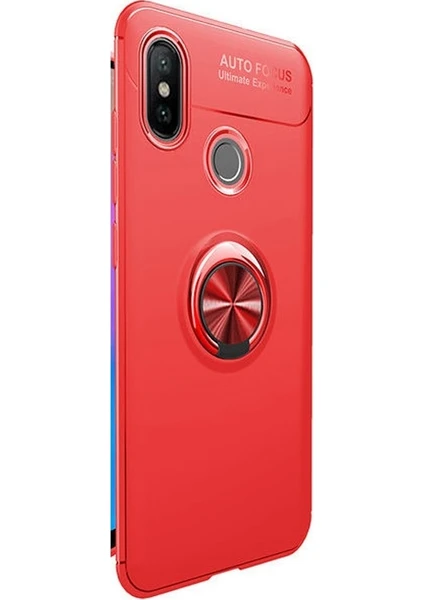 Case Street Xiaomi Mi 8 Kılıf Ravel Yüzüklü Mıknatıslı Silikon Kapak Kırmızı