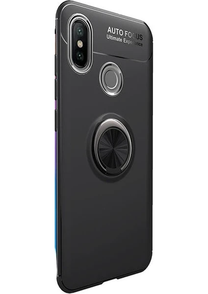 Case Street Xiaomi Mi 8 Kılıf Ravel Yüzüklü Mıknatıslı Silikon+Nano Glass Siyah