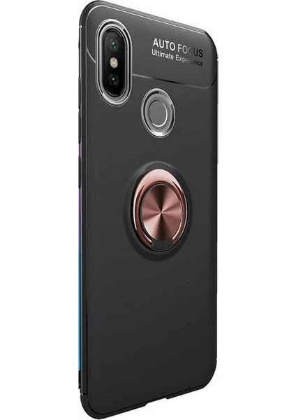 Case Street Xiaomi Mi A2 Kılıf Ravel Yüzüklü Mıknatıslı Silikon+Nano Glass Bronz