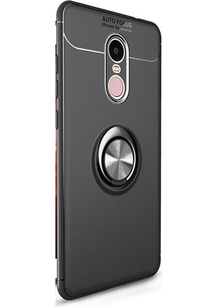 Case Street Xiaomi Redmi Note 4X Kılıf Ravel Yüzüklü Mıknatıslı Silikon Siyah