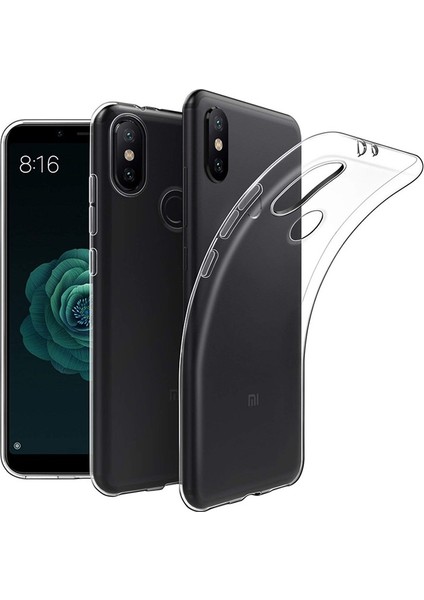 Xiaomi Mi A2 Lite Kılıf Süper Sillikon Arka Koruma+Nano Glass Şeffaf