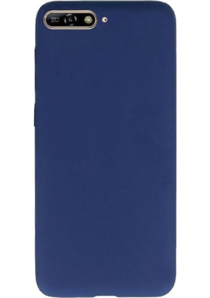 Huawei Y6 2018 Kılıf Premier Silikon Arka Koruma+Nano Glass Lacivert