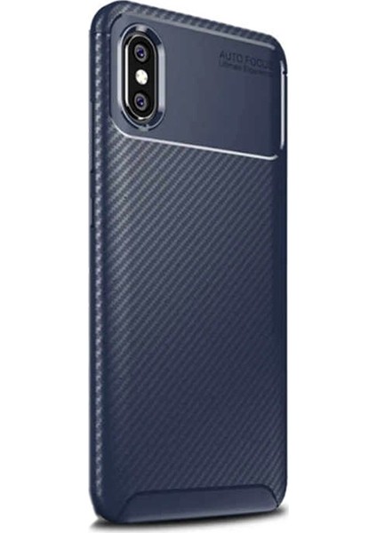 Xiaomi Mi Max 3 Kılıf Negro Karbon Dizayn+Nano Glass Lacivert