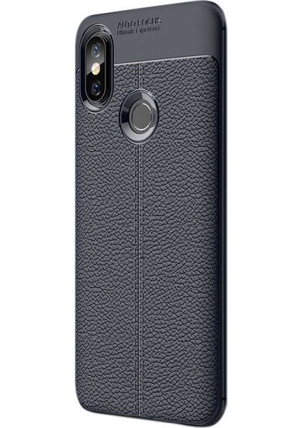 Xiaomi Redmi 6 Pro Kılıf Niss Silikon Deri Görünümlü+Nano Glass Lacivert