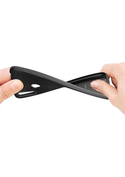 Huawei Y6 2019 Kılıf Niss Silikon Deri Görünümlü+Nano Glass Lacivert