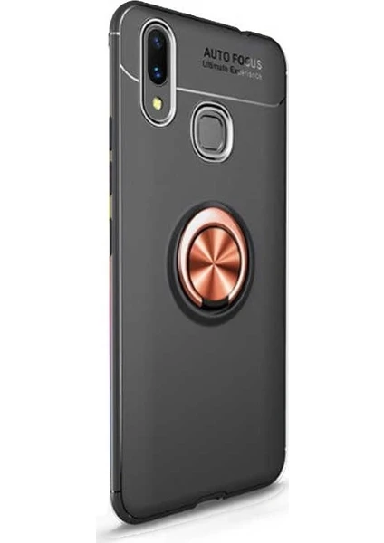 Case Street Huawei Y6 2019 Kılıf Ravel Yüzüklü Mıknatıslı Silikon Bronz