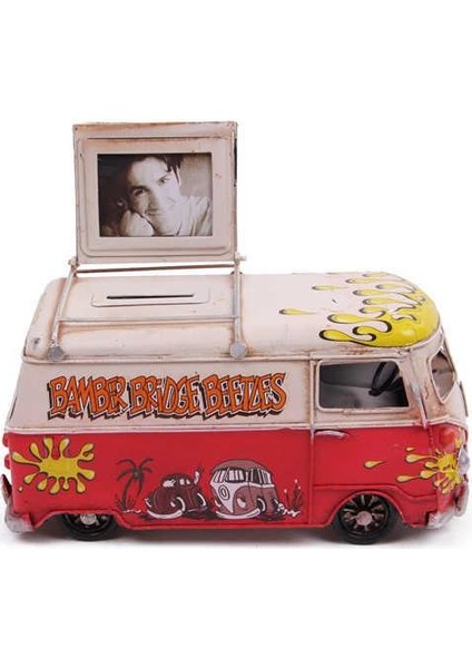Nostaljik Metal Minibüs Çerçeveli Ve Kumbaralı 20 cm modelleri