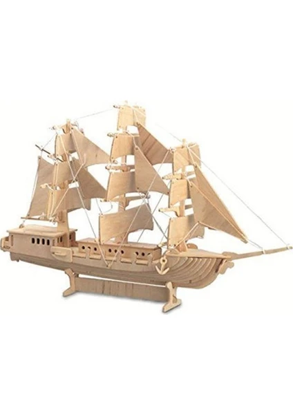 3D Büyük Ahşap Maket Yelkenli Gemi - Sailing Boat