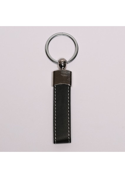 Siyah Deri Çelik Anahtarlık