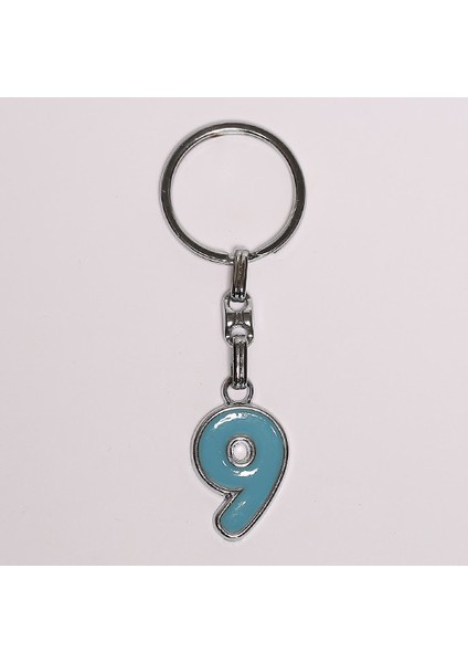 Açık Mavi 9 Rakamlı Çelik Anahtarlık